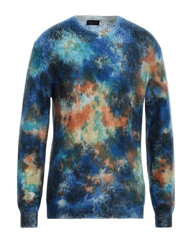 Roberto Collina Man Sweater Azure Size 44 Merino Wool, Nylon, Mohair Wool In Blue