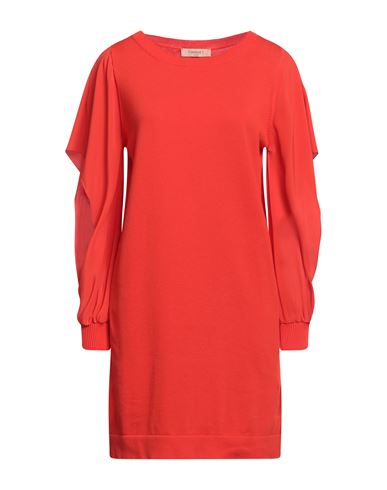 Twinset Woman Sweater Tomato Red Size S Cotton, Acetate, Silk