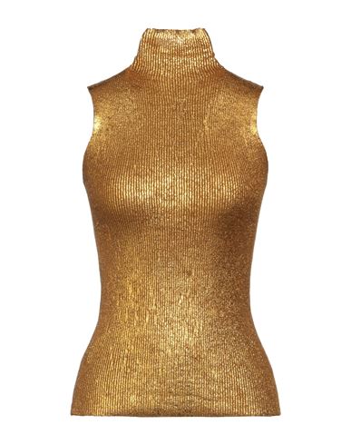 Roberto Collina Woman Turtleneck Gold Size L Merino Wool, Polyester