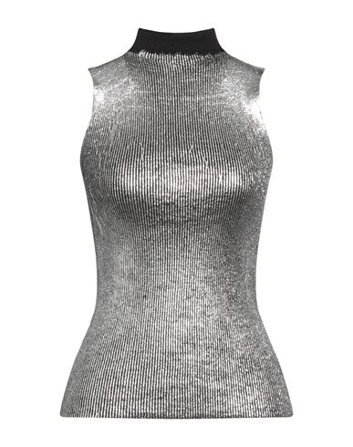 Roberto Collina Woman Turtleneck Silver Size M Merino Wool, Polyester