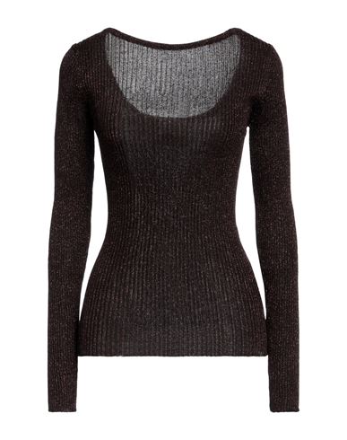 Erika Cavallini Woman Sweater Dark Brown Size M Viscose, Polyester