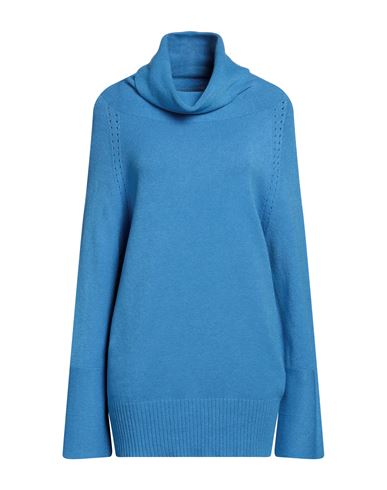 Biancoghiaccio Woman Turtleneck Azure Size 2 Viscose, Polyester, Polyamide In Blue