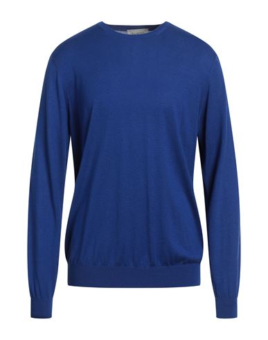Laneus Man Sweater Bright Blue Size 42 Silk, Cashmere
