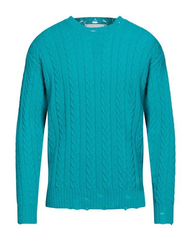 Amaranto Man Sweater Turquoise Size Xl Wool, Cashmere In Blue