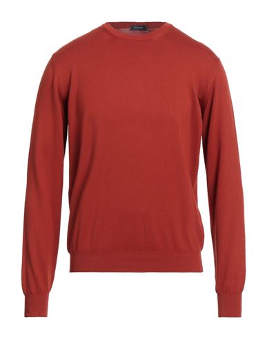 Rossopuro Man Sweater Rust Size 5 Cotton In Red