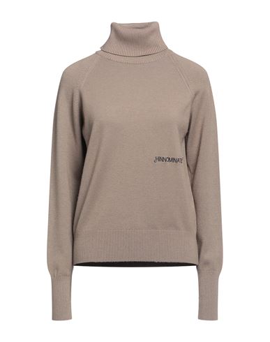 Hinnominate Woman Turtleneck Khaki Size M Viscose, Polyester, Polyamide In Beige