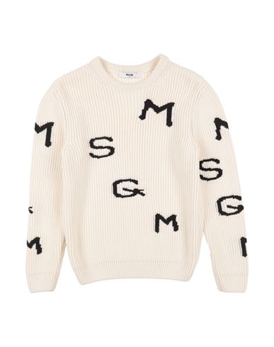 Shop Msgm Toddler Sweater Ivory Size 6 Virgin Wool, Acrylic In White