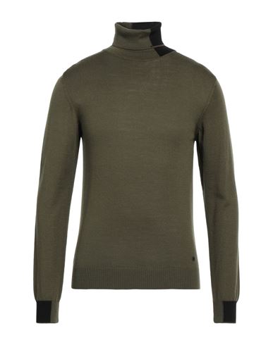 Manuel Ritz Man Turtleneck Military Green Size L Merino Wool, Acrylic