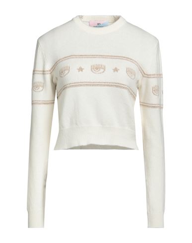 Shop Chiara Ferragni Woman Sweater Cream Size L Wool, Viscose, Polyamide, Cashmere In White