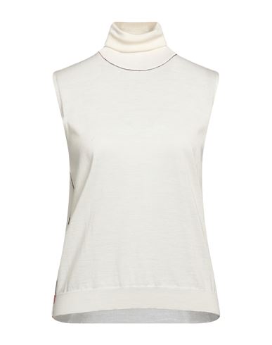 Maison Margiela Woman Turtleneck Ivory Size L Wool In White
