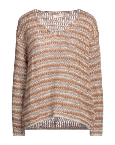 Maison Hotel Woman Sweater Camel Size M Acrylic, Mohair Wool, Polyamide In Beige