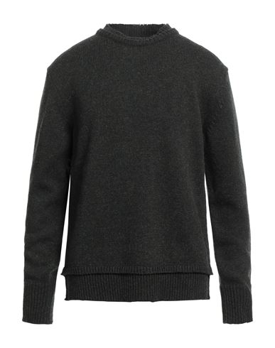 Maison Margiela Man Sweater Dark Green Size L Wool, Linen, Cotton, Bovine Leather