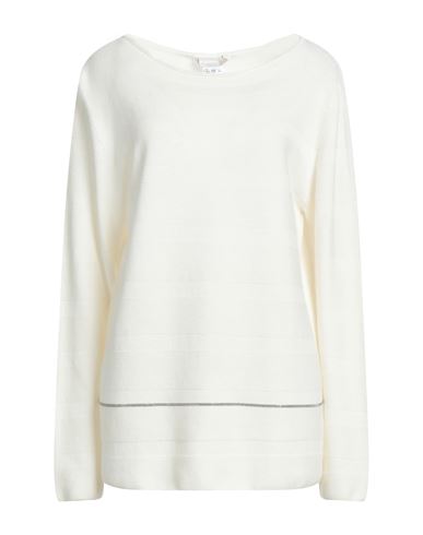 Fabiana Filippi Woman Sweater White Size 12 Virgin Wool, Silk, Cashmere, Ecobrass