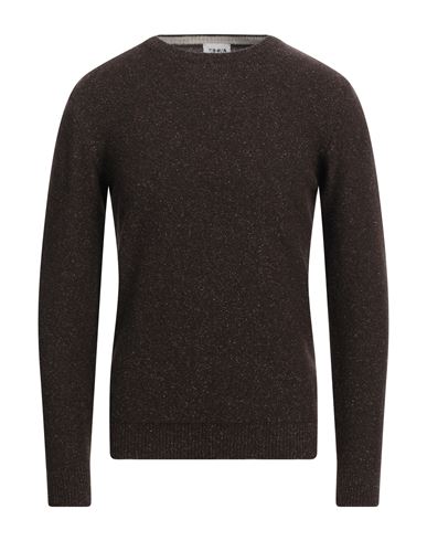Berna Man Sweater Dark Brown Size Xl Wool, Silk, Polyamide