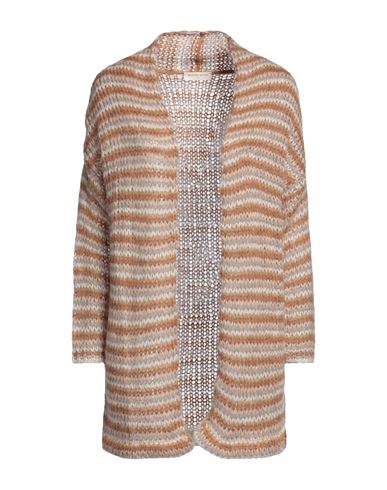 Maison Hotel Woman Cardigan Camel Size L Acrylic, Mohair Wool, Polyamide In Beige