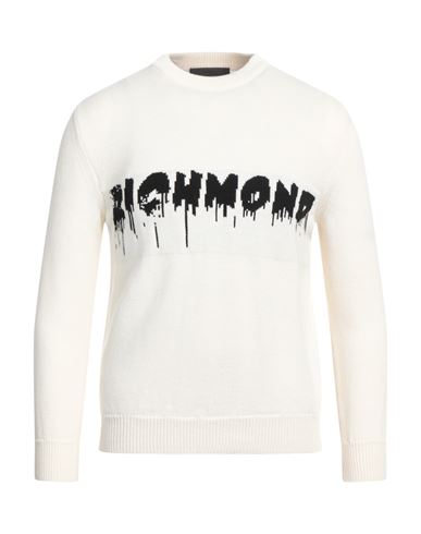 John Richmond Man Sweater Cream Size M Merino Wool, Acrylic In White