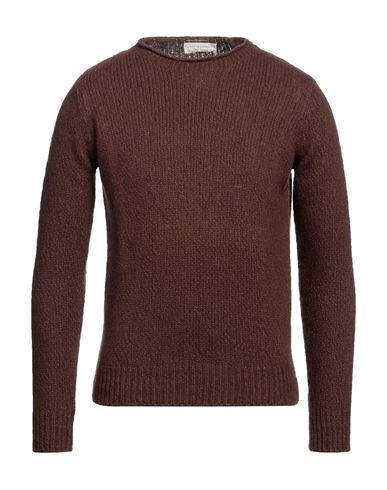 Filippo De Laurentiis Man Sweater Dark Brown Size 44 Wool, Cotton, Alpaca Wool