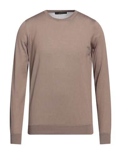 Jeordie's Man Sweater Light Brown Size L Merino Wool In Beige