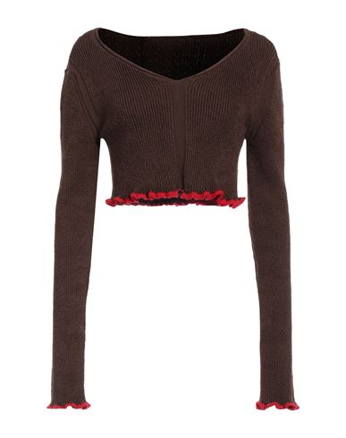 Jacquemus Woman Sweater Brown Size 6 Linen, Polyamide, Elastane