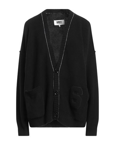 Mm6 Maison Margiela Black Wool Blend Cardigan In Black