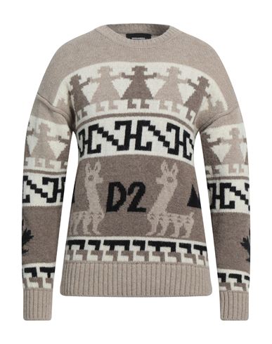Shop Dsquared2 Man Sweater Light Brown Size M Alpaca Wool In Beige