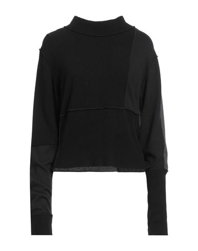 Mm6 Maison Margiela Woman Turtleneck Black Size M Cotton, Wool, Virgin Wool, Polyamide