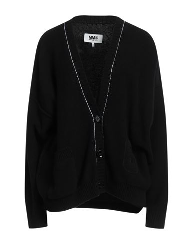 Mm6 Maison Margiela Black Wool Blend Cardigan In Black