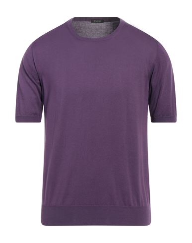 Cruciani Man Sweater Purple Size 40 Cotton