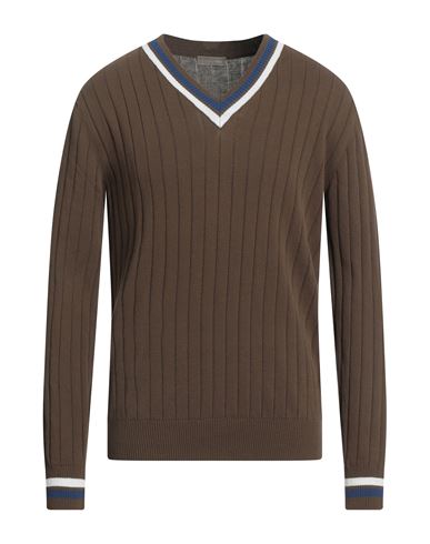 Cruciani Man Sweater Brown Size 42 Cotton