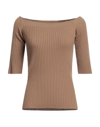 Chloé Woman Sweater Camel Size M Wool, Cashmere In Beige
