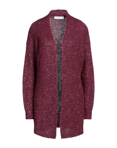 Kaos Woman Cardigan Deep Purple Size S Metallic Polyester, Polyamide, Mohair Wool, Alpaca Wool