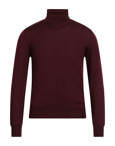 Boglioli Man Turtleneck Plum Size Xl Virgin Wool In Burgundy