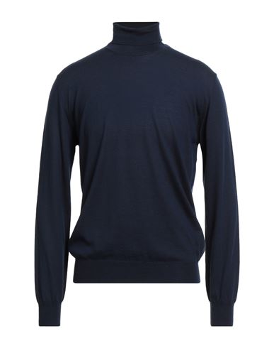 Boglioli Man Turtleneck Navy Size Xl Virgin Wool In Blue