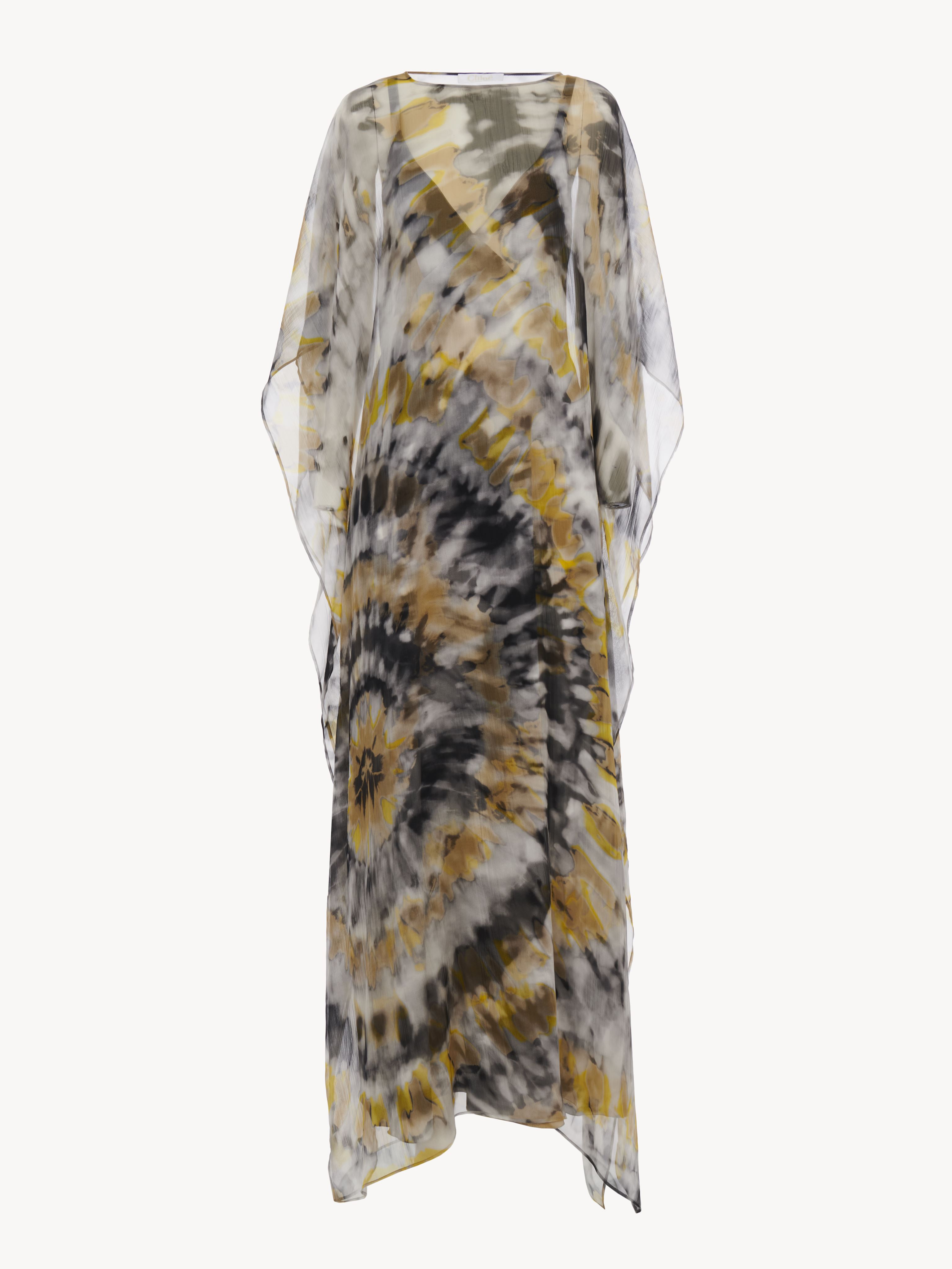 Chloé Kaftan-inspired Maxi Dress Grey Size 6 100% Silk In Multicolor Grey
