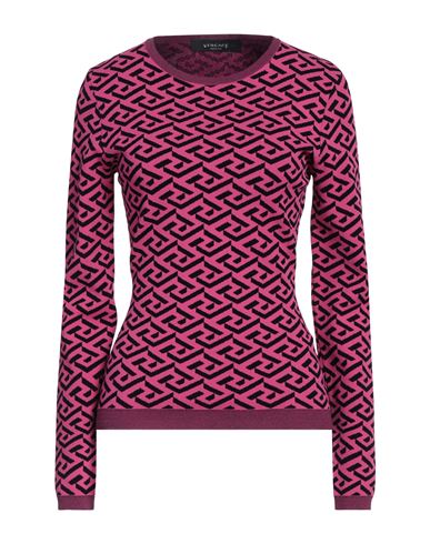 Versace Woman Sweater Fuchsia Size 10 Viscose, Polyester In Pink