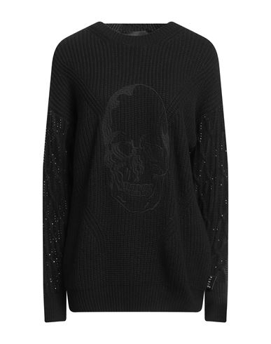 Philipp Plein Woman Sweater Black Size Xl Polyamide, Viscose, Wool, Cashmere