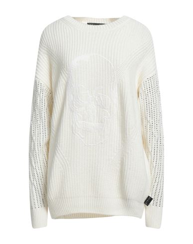 Philipp Plein Woman Sweater Off White Size Xl Polyamide, Viscose, Wool, Cashmere