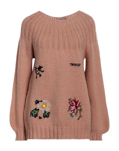 Twinset Woman Sweater Blush Size L Acrylic, Wool, Alpaca Wool, Polyester In Pink