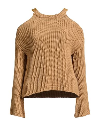 Dondup Woman Sweater Camel Size Xs Cotton, Polyamide In Sand