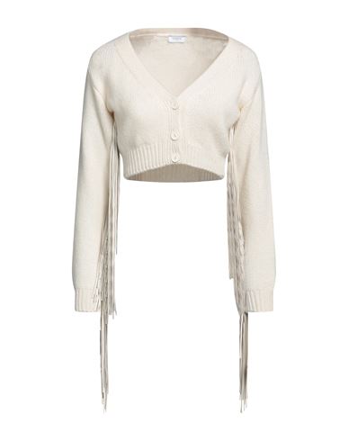 Shop Mixik Woman Cardigan Cream Size M Cashmere, Soft Leather In White