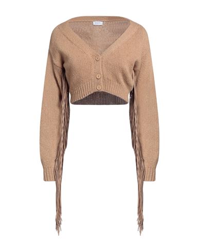 Mixik Woman Cardigan Camel Size M Cashmere, Soft Leather In Beige