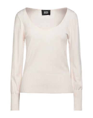 ALPHA STUDIO ALPHA STUDIO WOMAN SWEATER CREAM SIZE 8 VISCOSE, POLYESTER, POLYAMIDE