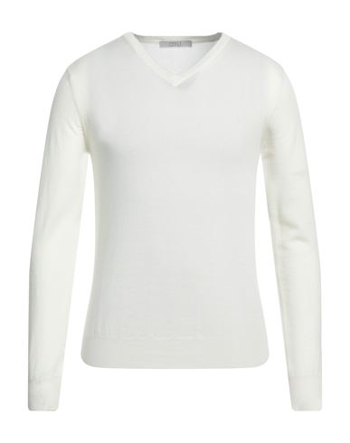 Vneck Man Sweater Ivory Size 50 Merino Wool In White