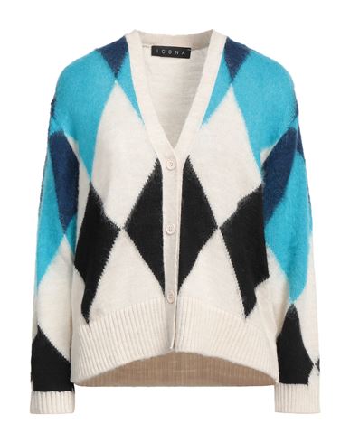 Icona By Kaos Woman Cardigan Azure Size S Acrylic, Wool, Viscose, Polyamide, Alpaca Wool In Blue