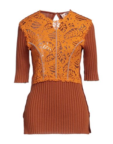 Marni Woman Sweater Orange Size 6 Virgin Wool, Cotton, Polyamide