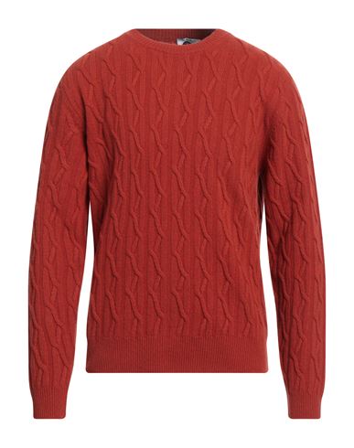 Heritage Man Sweater Rust Size 40 Virgin Wool, Cashmere In Red