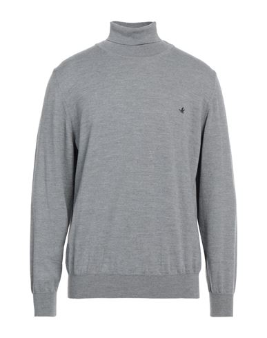 Brooksfield Man Turtleneck Grey Size 46 Virgin Wool In Gray