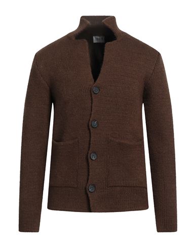 Berna Man Cardigan Brown Size M Polyamide, Viscose