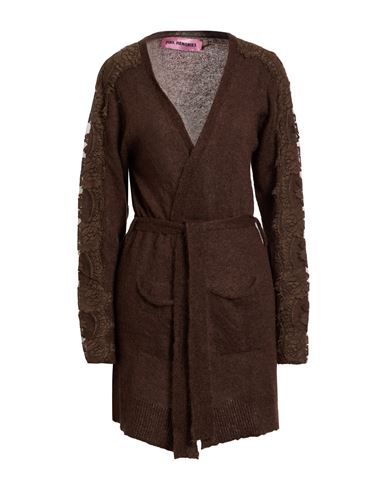 Pink Memories Woman Cardigan Brown Size 10 Polyamide, Mohair Wool, Wool, Cotton In Brown