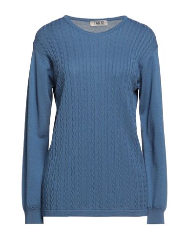 Tsd12 Woman Sweater Slate Blue Size M Merino Wool, Acrylic